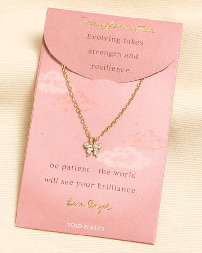 Gold Butterfly Carded Necklace