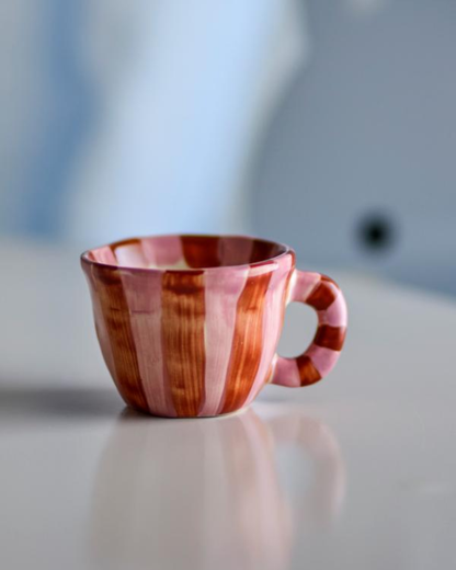 Nini Stoneware Cup Rose With Red Stripes
