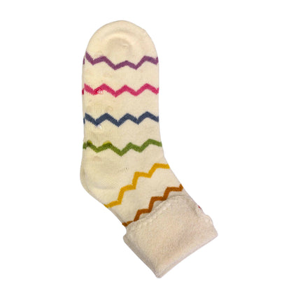 Cream Zig-Zag Non-Slip Cosy Socks