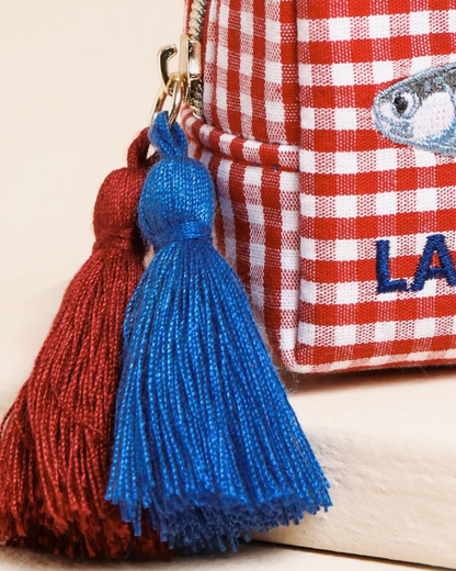La Sardina Fish Red Gingham Accessory Pouch