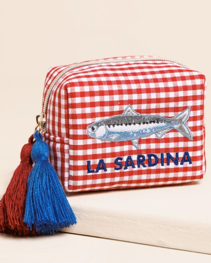 La Sardina Fish Red Gingham Accessory Pouch