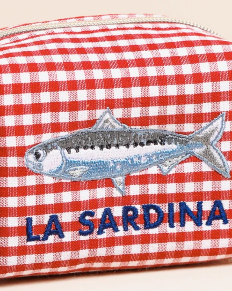 La Sardina Fish Red Gingham Accessory Pouch