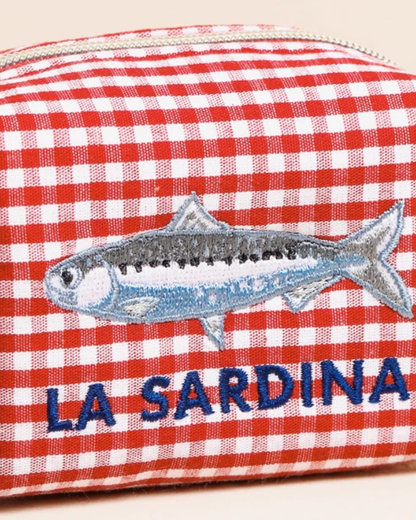 La Sardina Fish Red Gingham Accessory Pouch