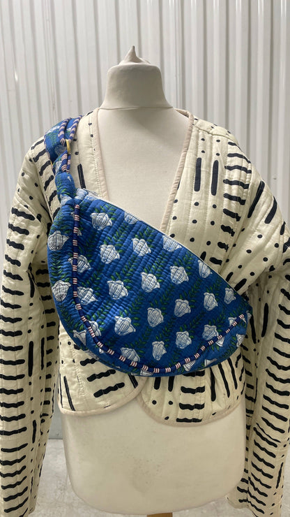 Blue Cotton Kantha Quilted Shoulder Bag