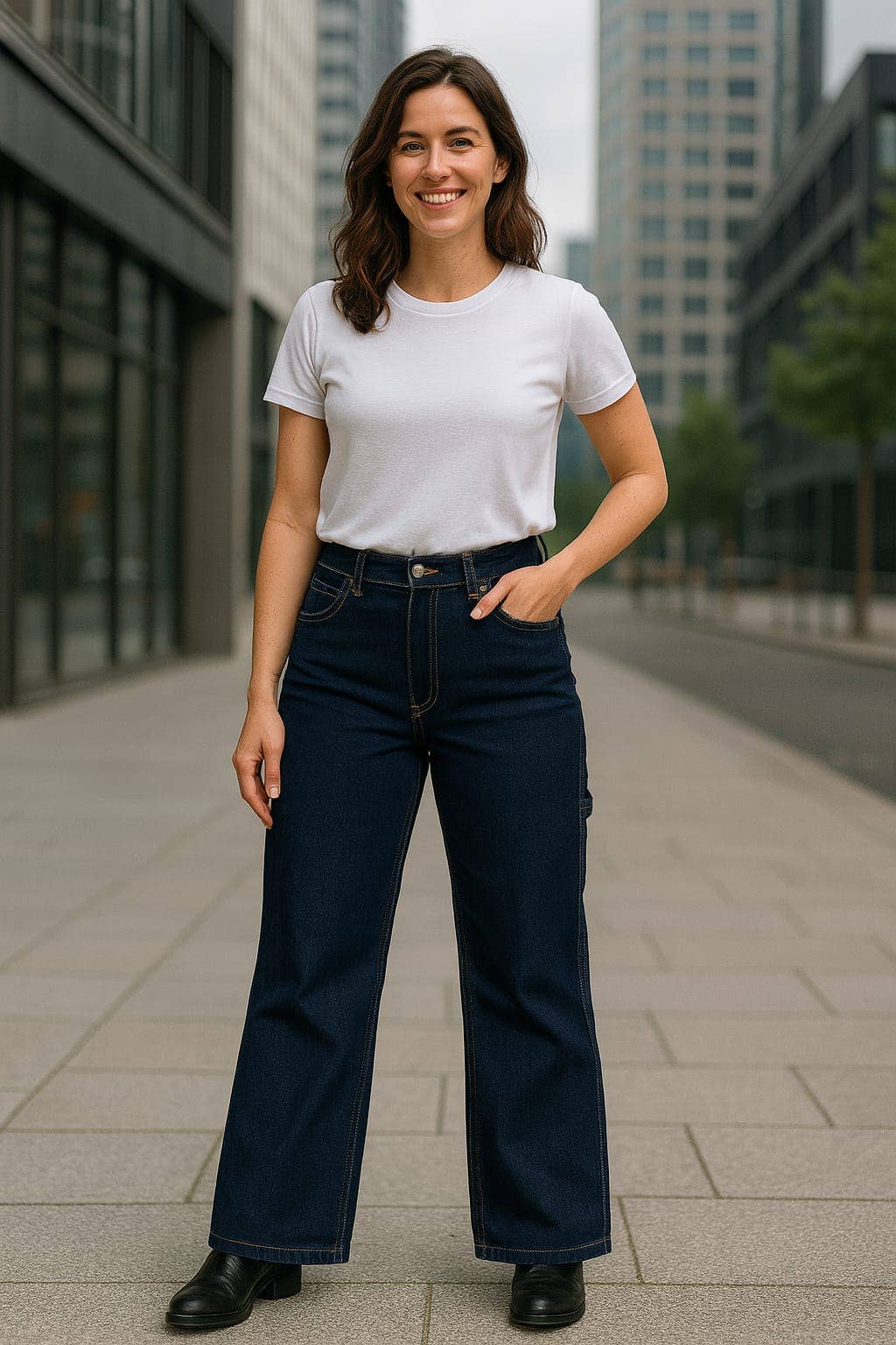 Voggo Dark Wash Carpenter Wide Leg Jeans