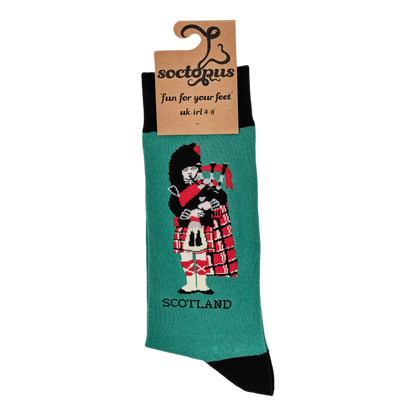 Scottish Piper Green Unisex Socks Assorted Sizes