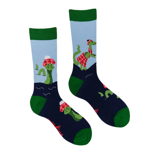 Loch Ness Monster Tartan Hat Socks Large