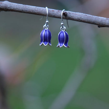 Bluebell Flower Silver Single Drop Hook Earring