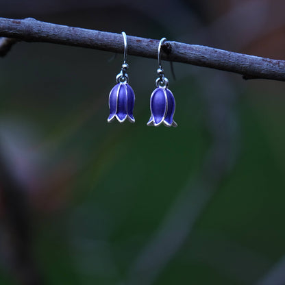 Bluebell Flower Silver Single Drop Hook Earring