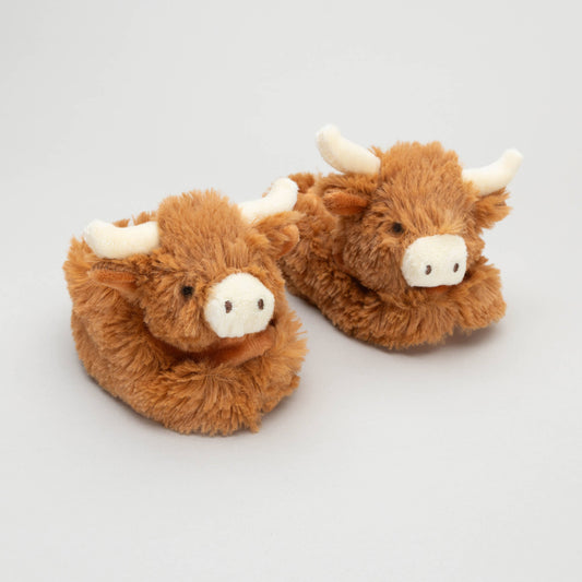 Highland Cow Plush Baby Slippers