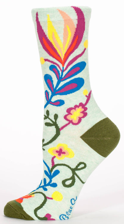 Stop Talking Floral Crew Socks