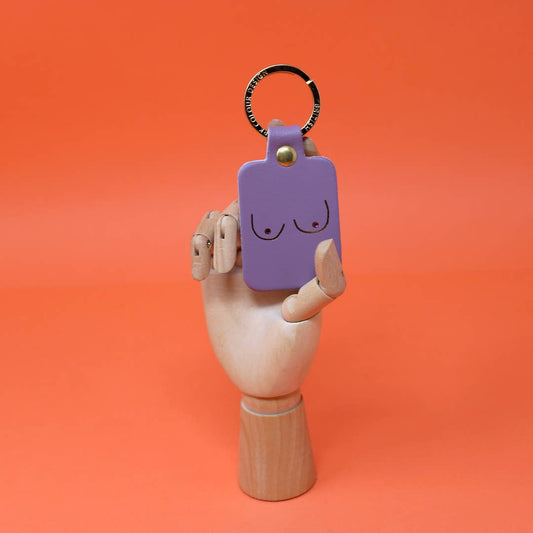 Boob Leather Key Fob: Lilac