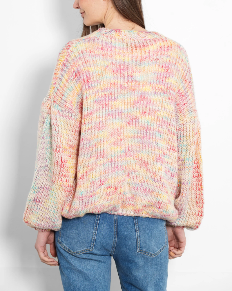Brodie Cream Rainbow Wool Blend Cardigan
