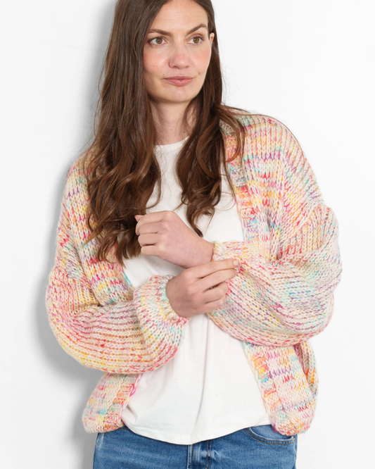 Brodie Cream Rainbow Wool Blend Cardigan
