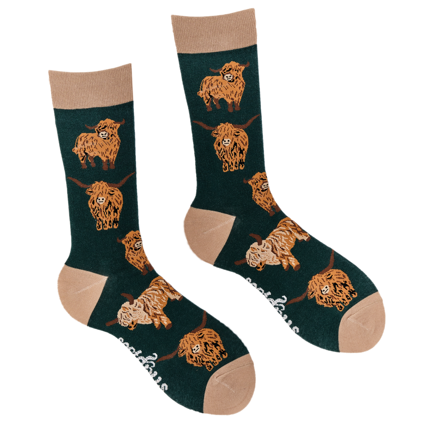 Highland Cow Socks - Och Aye the Moo!: DENIM / XS (UK 12-3 / EU 33-36 / US 14-5)