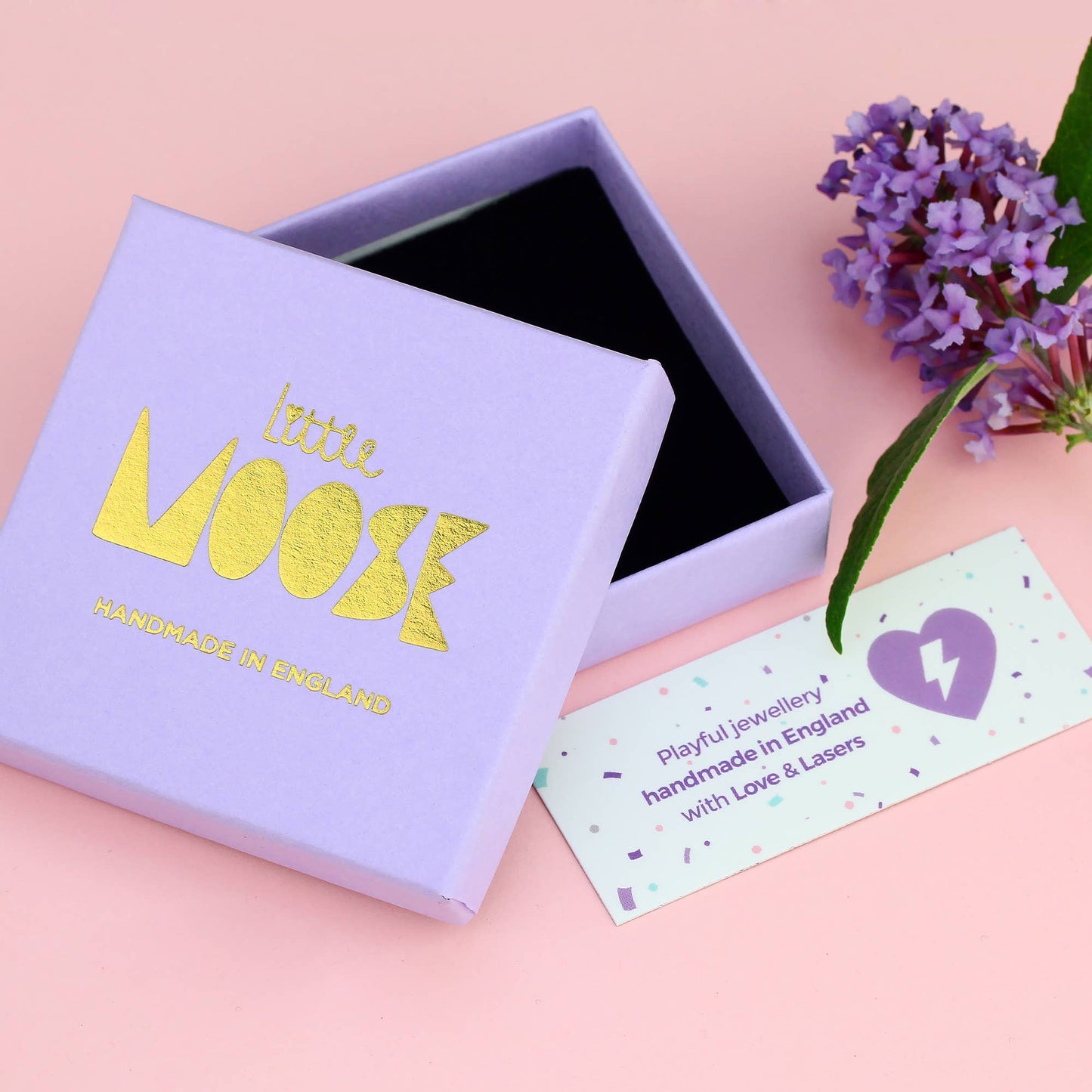 Lightning & Gold Star Glitter Studs in Lilac & Gold