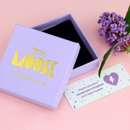 Lightning & Gold Star Glitter Studs in Lilac & Gold