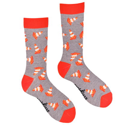 Traffic Cone Road Works Socks Large