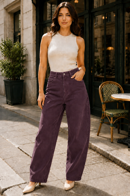 Burgundy Wine Balloon Voggo Jeans
