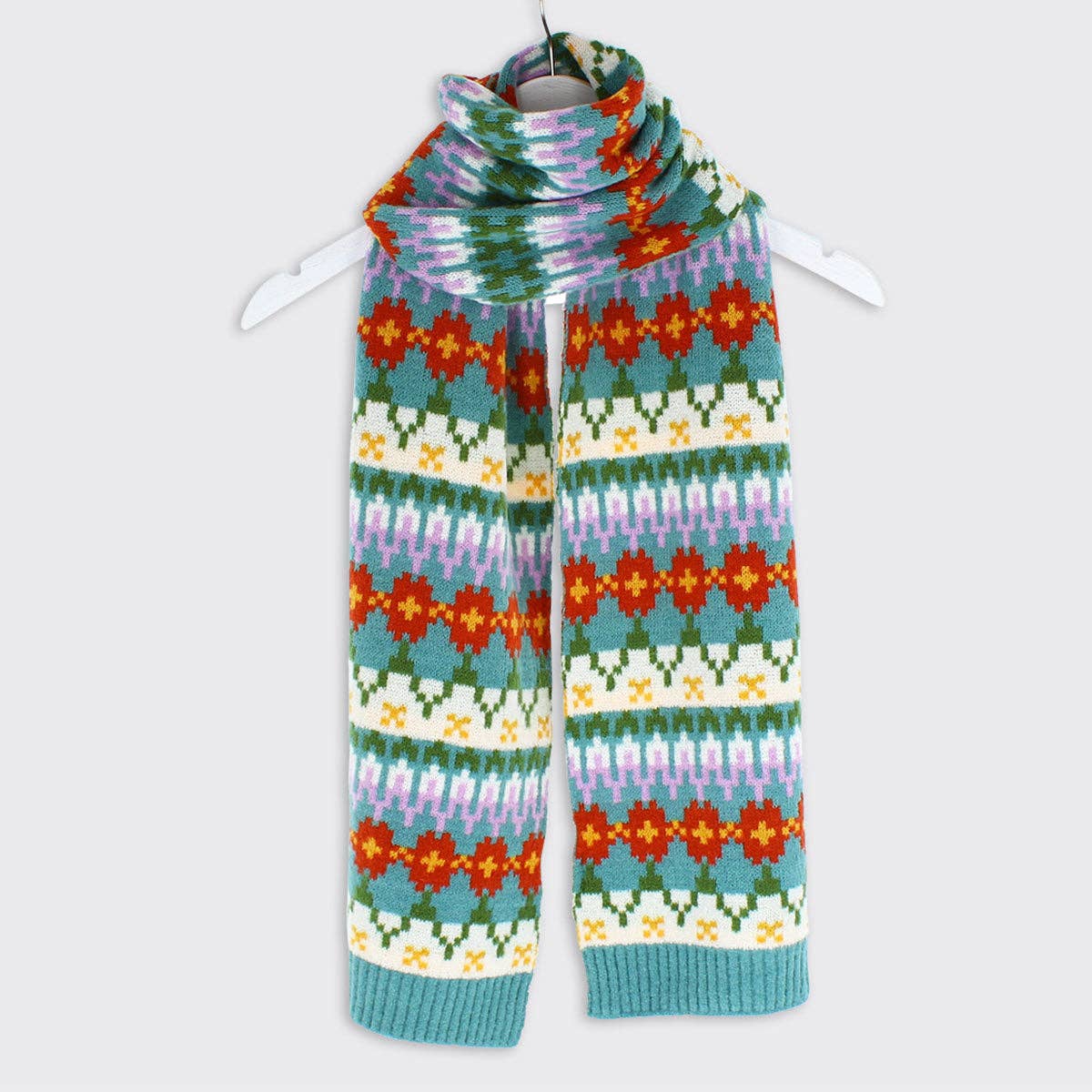 Carla Scarf Nordic Floral In Blue