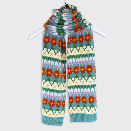Carla Scarf Nordic Floral In Blue