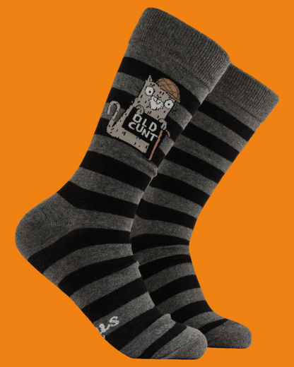 Old C*nt Naughty Cat Socks Large