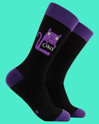 C*nt Naughty Cat Socks Small in Black