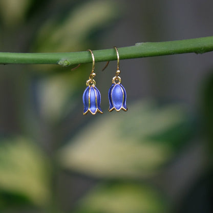 Bluebell Flower Gold Drop Hook Earring