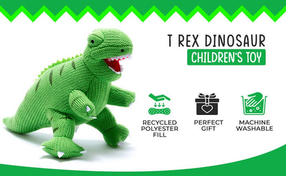 Knitted Green T Rex Dinosaur Plush Toy