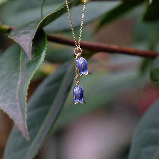 Bluebell Flower Pendant Necklace Gold