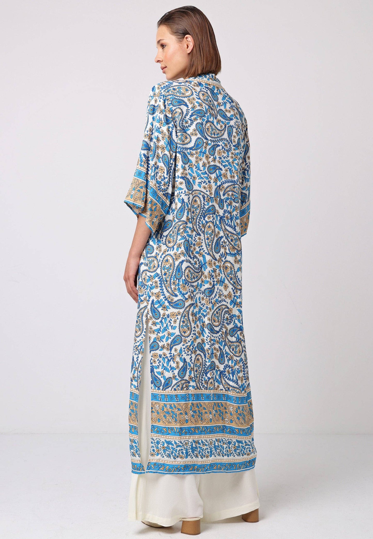 Blue Paisley Longline Kimono