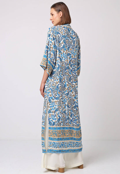Blue Paisley Longline Kimono