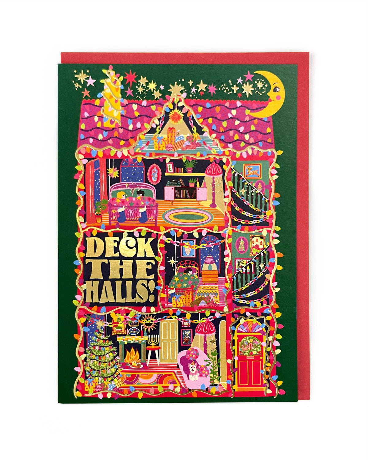 Deck The Halls Foiled Christmas Card