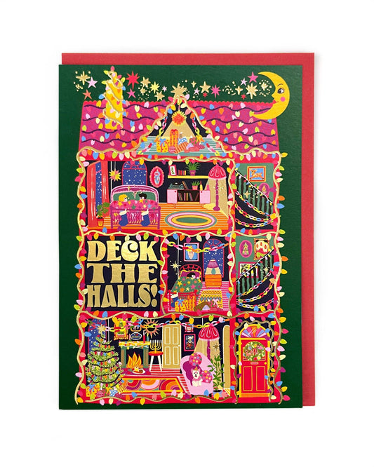 Deck The Halls Foiled Christmas Card