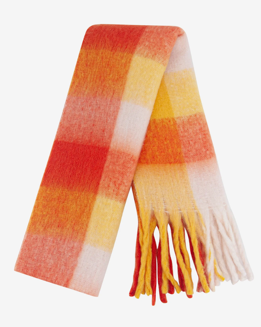 Allie Checked Blanket Scarf Orange