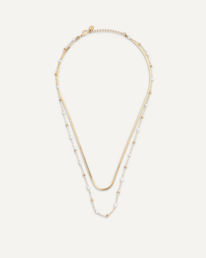 Amelia Multi Chain Pearl And Gold Necklace