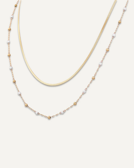 Amelia Multi Chain Pearl And Gold Necklace