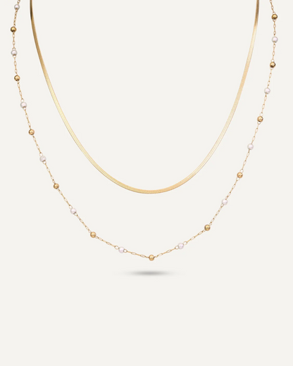 Amelia Multi Chain Pearl And Gold Necklace