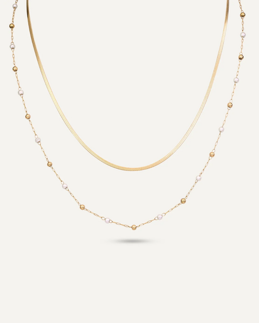 Amelia Multi Chain Pearl And Gold Necklace