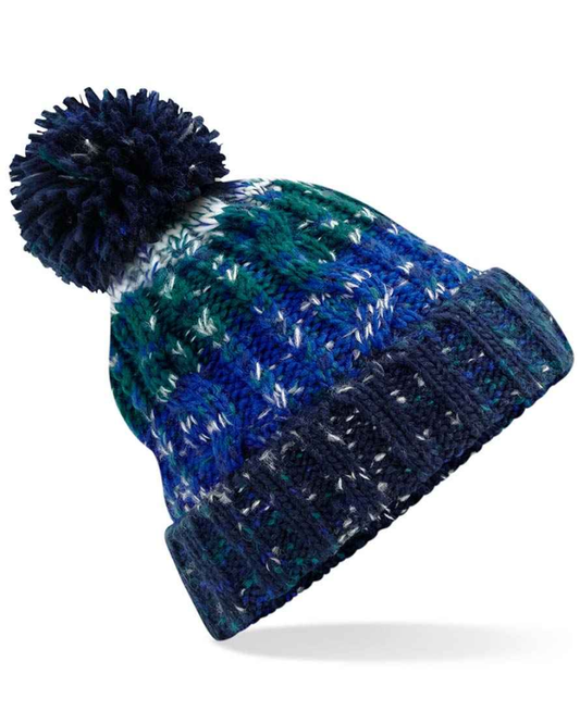 Alpine Blues Beechfield Corkscrew Pom Pom Beanie