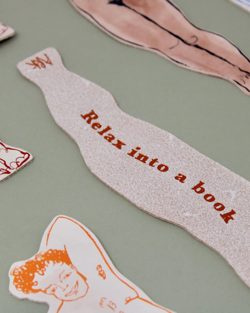 Relaxed Nudist Woman Leather Bookmark