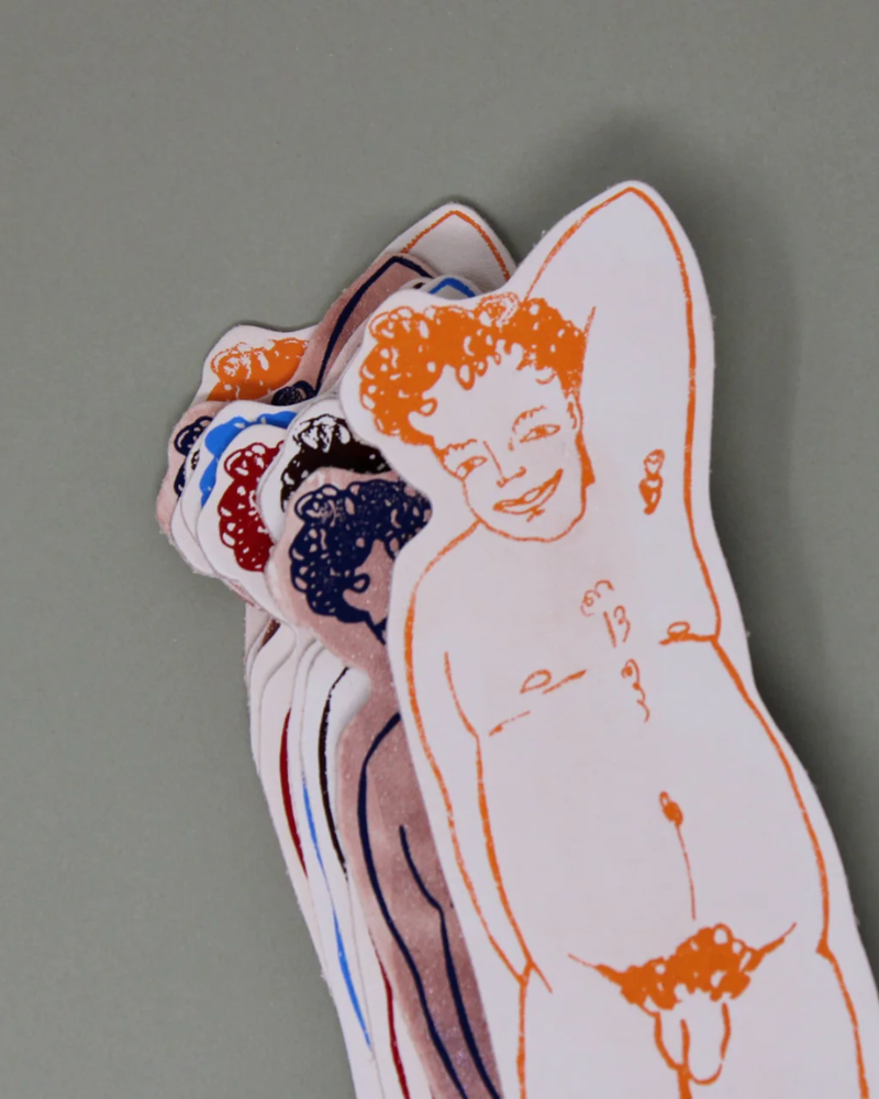 Relaxed Nudist Man Leather Bookmark