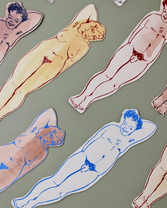 Relaxed Nudist Woman Leather Bookmark