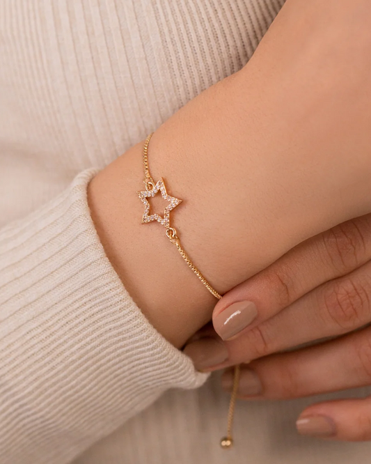 Astra Diamante Star Drawstring Bracelet In Gold