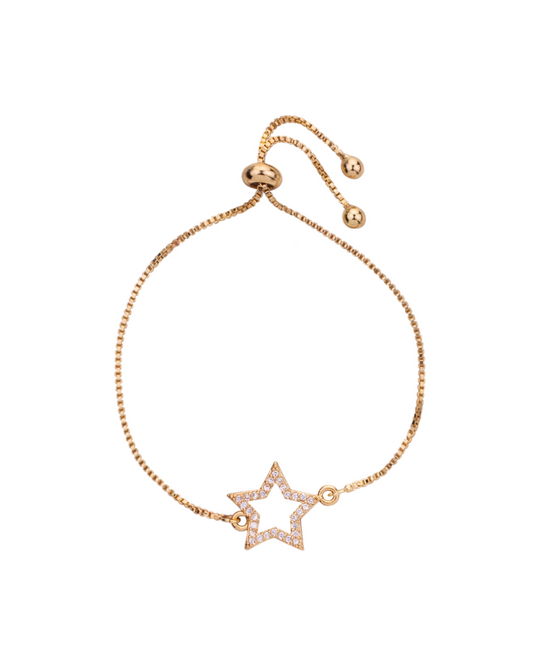 Astra Diamante Star Drawstring Bracelet In Gold
