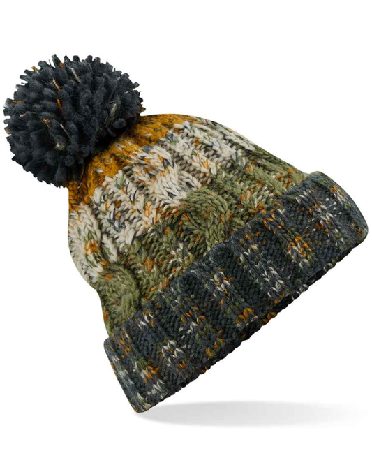 Autumn Moss Beechfield Corkscrew Pom Pom Beanie