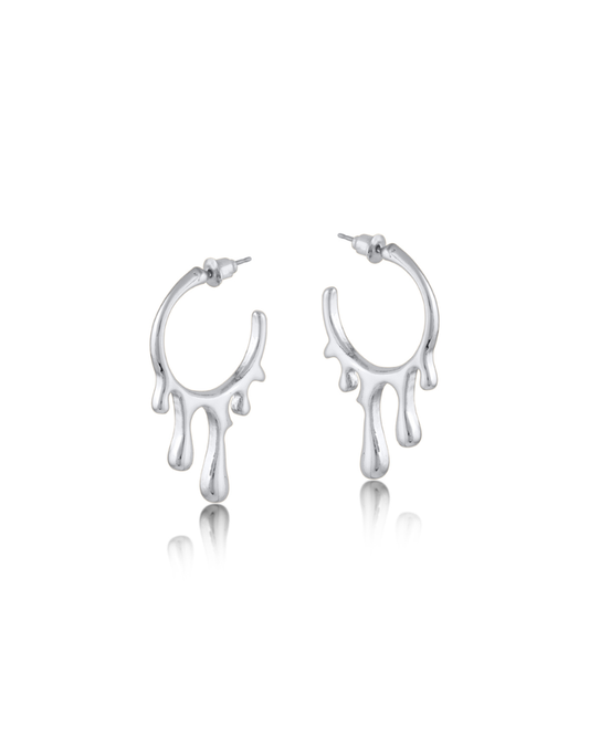 Amalis Paint Drop Hoops In Silver