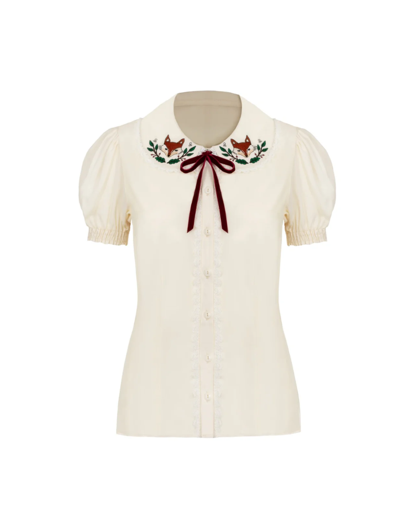 Basil Woodland Fox Blouse