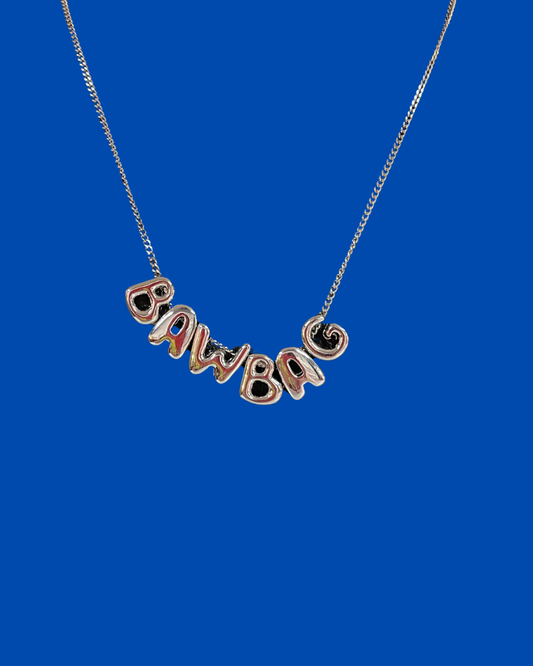 Bawbag Silver Bubble Writing Necklace