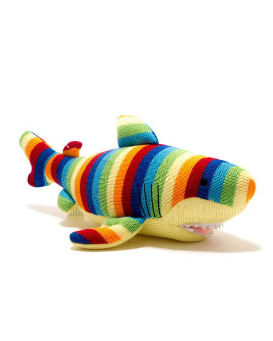 Shark Knitted Toy Rainbow Stripe